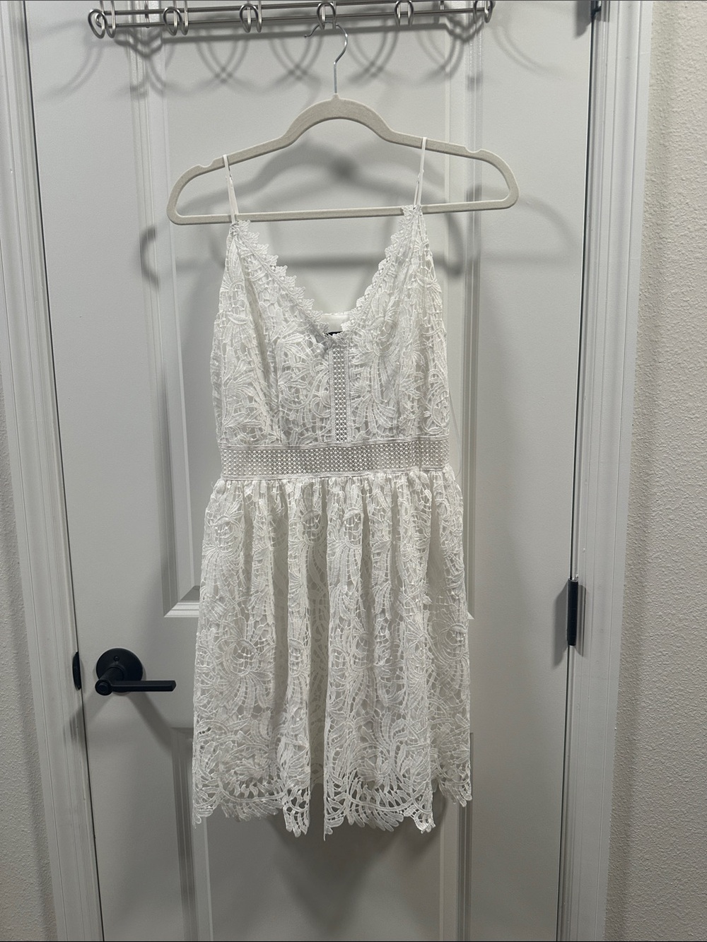 Express White Lace V-Neck Mini Dress